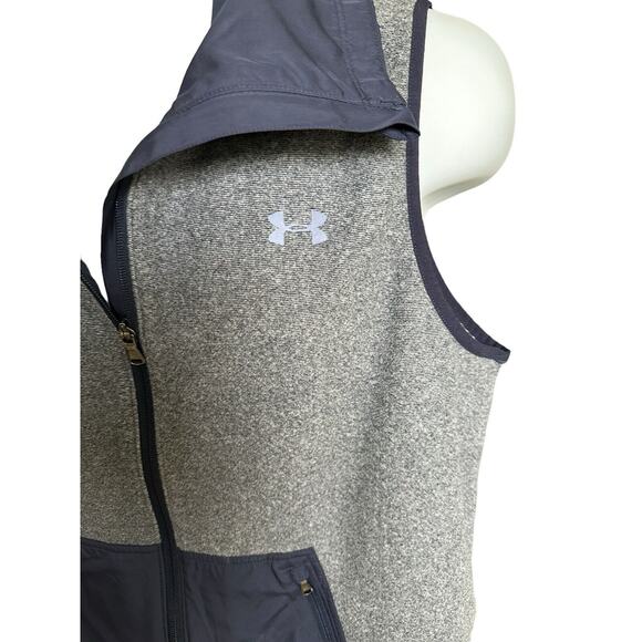 Under Armour Women's Full Zip Vest Gray Navy Blue Golf Leisure Cold Gear XL - Picture 2 of 4